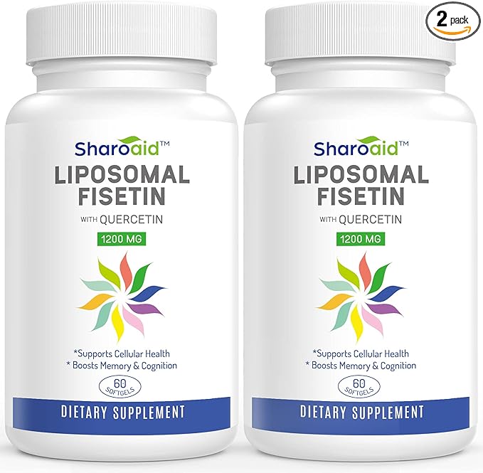 Liposomal Fisetin with Quercetin Supplements 1200 mg per Serving,High Absorption Polyphenols Antioxidants for Women,Men,Non-GMO,Gluten-Free,2 Bottle-120 Softgels