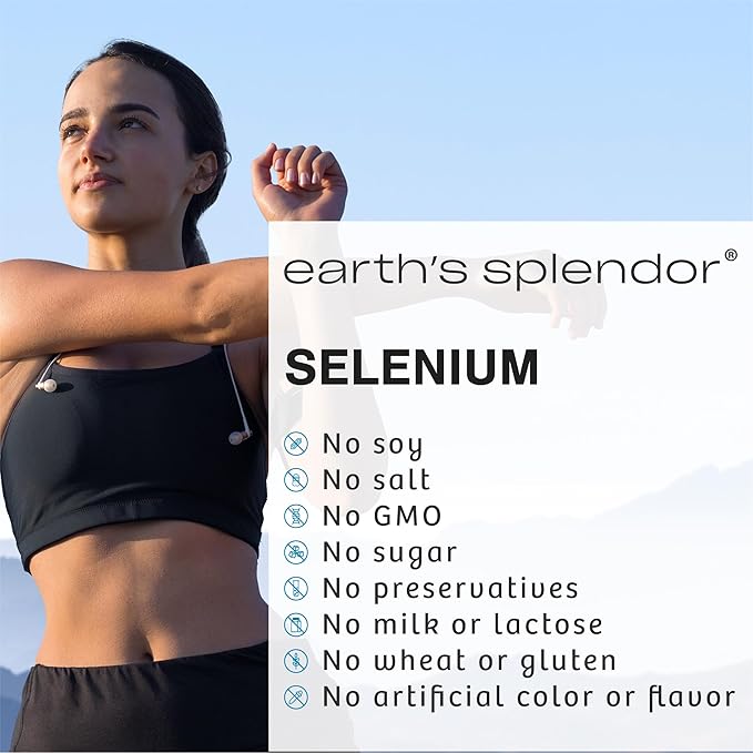Earth's Splendor Selenium 200 mcg Supplement for Men & Women, Support Antioxidant Health and Immune System (100 Tablets, 3+ Month Supply)