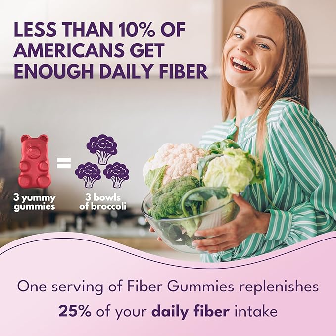 Fiber Gummies for Adults - Sugar Free Fiber Supplement 7g All in 1, Probiotic 60 Billion CFU & Prebiotic with Digestive Enzymes, Inulin, Psyllium, Vitamin, Support for Gut & Digestive Health, 90 Ct