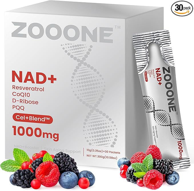 zooone- NAD+ Supplement 30pcs, Premium Nicotinamide Riboside & Resveratrol, DNA Repair & Healthy Aging, Advanced NAD Supplement for Men & Women, Boosts Cellular Energy