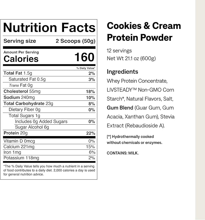 UCAN Energy + Whey Protein Powder - 19g Per Serving with Amino Acids EAAs & BCCAs - Keto, No Added Sugar, Gluten-Free - Cookies & Cream - 12 Servings