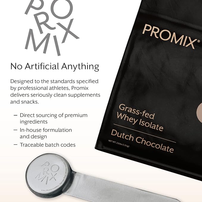 ProMix Nutrition Whey Protein Isolate Powder, Chocolate - Grass-Fed - Post Workout Fitness & Nutrition Shakes, Smoothies, Baking & Cooking Recipes - Gluten-Free & Keto-Friendly - 5lb