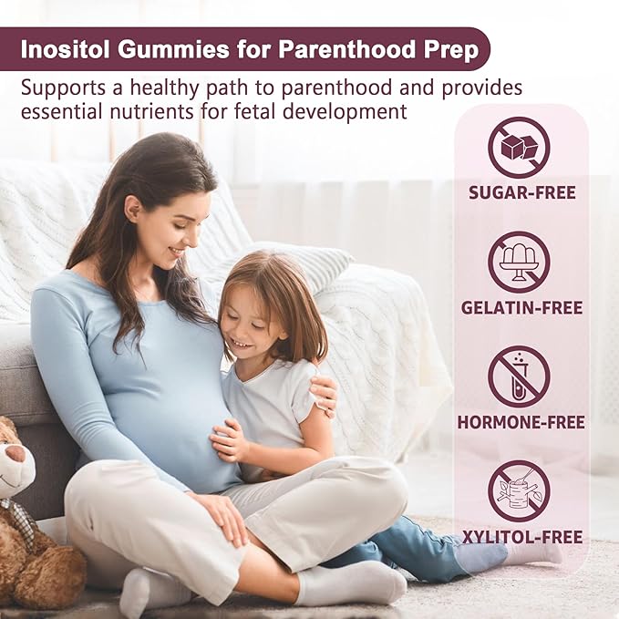 Myo-Inositol & D-Chiro Inositol Gummies Sugar Free, Ideal 40:1 Ratio Inositol Supplement for Women w/Vegan Omega-3, D3, Magnesium, Methyl Folate, B12, Inositol Multivitamin for Women's Overall Health