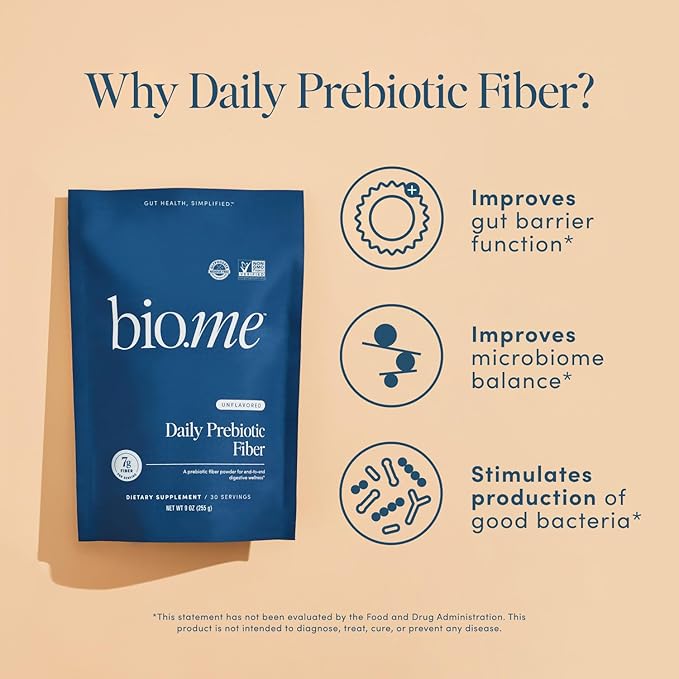 Daily Prebiotic Fiber - Fiber Supplement Powder for Digestive Health & Gut Health - Fiber Powder Unflavored Prebiotics, Non-GMO Dietary Fibre, Gluten & Sugar Free Soluble Fibre Supplements-30 Servings