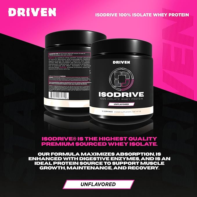 Driven Nutrition ISODRIVE Premium Whey Isolate (1lb, Unflavored)