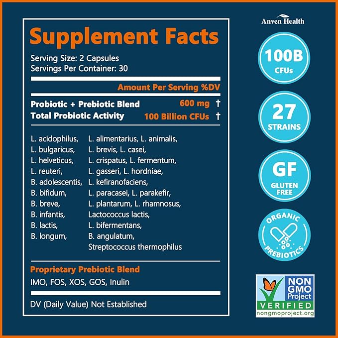100 Billion Probiotics for Men and Women 27 Strains 5 Organic Prebiotics for Gut Digestive & Immune Health, Supports Diarrhea Gas Bloating, Non-GMO, Zero Fillers – Made in USA丨180 Caps