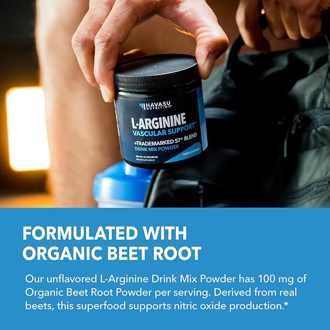 L-Arginine Powder - Nitric Oxide Supplement for Men and Women with L-Citrulline and Beet Root - Pre and Post Workout Support for Endurance and Recovery - Unflavored, 1 Month Supply (30 Scoops)