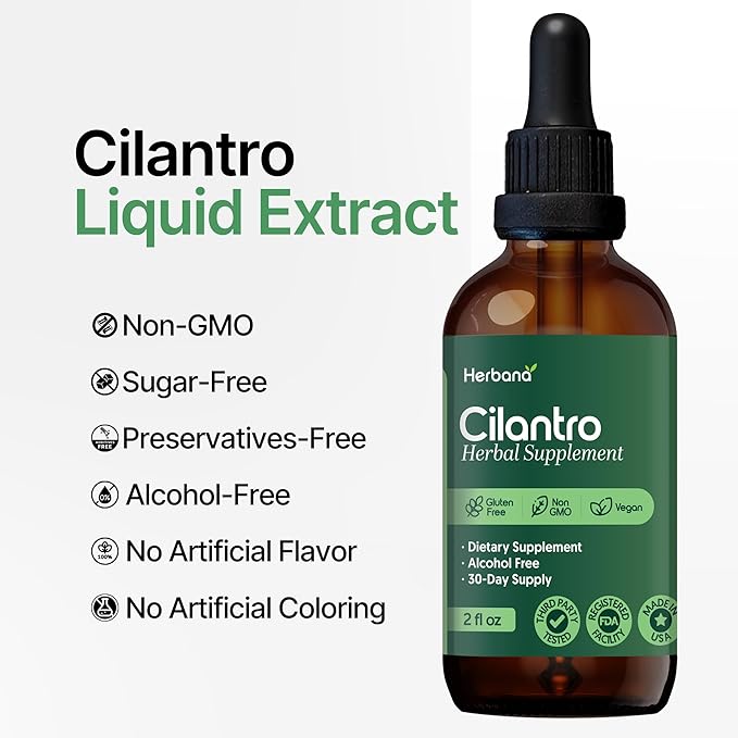 Cilantro Leaf 2 fl oz Liquid Extract - Organic Coriandrum Sativum Drops for Body Cleansing & Detox - Natural Calming Herbal Tincture Supplement for Nervous System