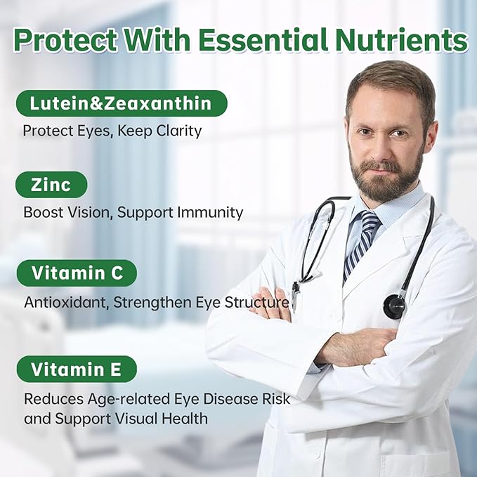 Lutein Eye Vitamins Supplement 90pcs, Lutein & Zeaxanthin for Women Men to Against Macular & Dry Eye, Multivitamin for Vision & Ocular Health with Zinc, VC, VE