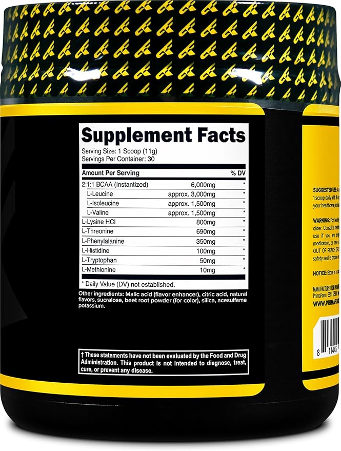 Primaforce EAA Powder (30 Servings, Fruit Punch Flavor) | Essential Amino Acids for Pre/Intra Workout and Recovery - Non-GMO and Gluten Free