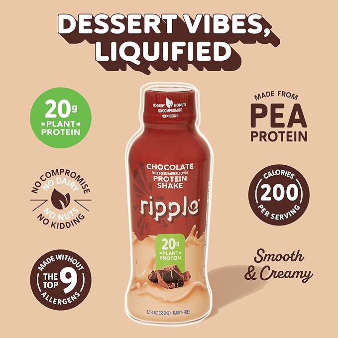 Ripple 12 oz Protein Shakes (12 Fl Oz (Pack of 12), Variety Pack (Chocolate and Vanilla))