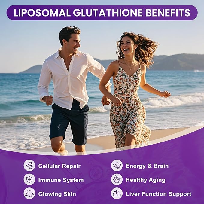 Liposomal Glutathione Supplement – 500mg Glutathione with PQQ, CoQ10 & Vitamin C – High Absorption Antioxidant for Immune & Energy Support – Grape Flavor, 30 Pouch