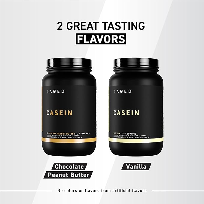 Kaged Premium Casein Protein Powder Vanilla Micellar Casein Banned-Substance Free Supplement Build Muscle and Recover Faster Kasein 27 Servings