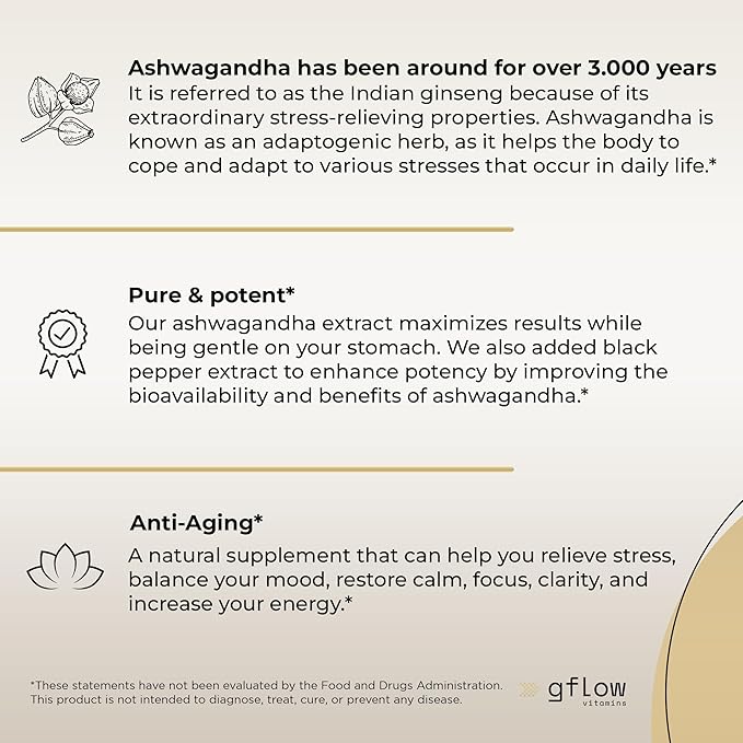 Ashwagandha Supplements - ashwagandha Powder Capsules Extra Strength with Black Pepper | Mood Support, Focus, Energy Support | Vegan Friendly, Non-GMO, USA Made - 6 Months Supply