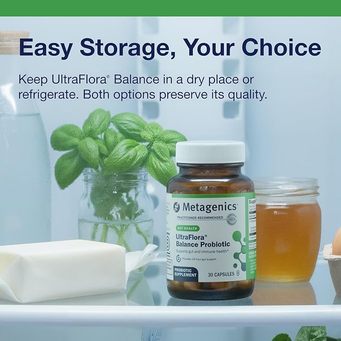 Metagenics UltraFlora Balance Probiotic - Shelf-Stable Daily Gut Health Supplement for Digestive & Immune Support* - Non-GMO & Gluten-Free - 30 Capsules