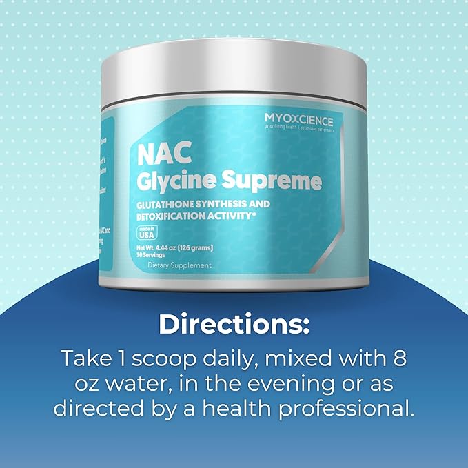 MYOXCIENCE NAC Glycine Supreme | N-Acetyl-L-Cysteine, Glycine, and Taurine Combination (Natural Peach and Pineapple Flavor) (30 Servings)