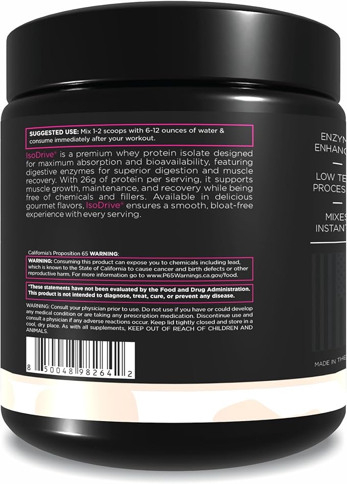 Driven Nutrition ISODRIVE Premium Whey Isolate (1lb, Unflavored)