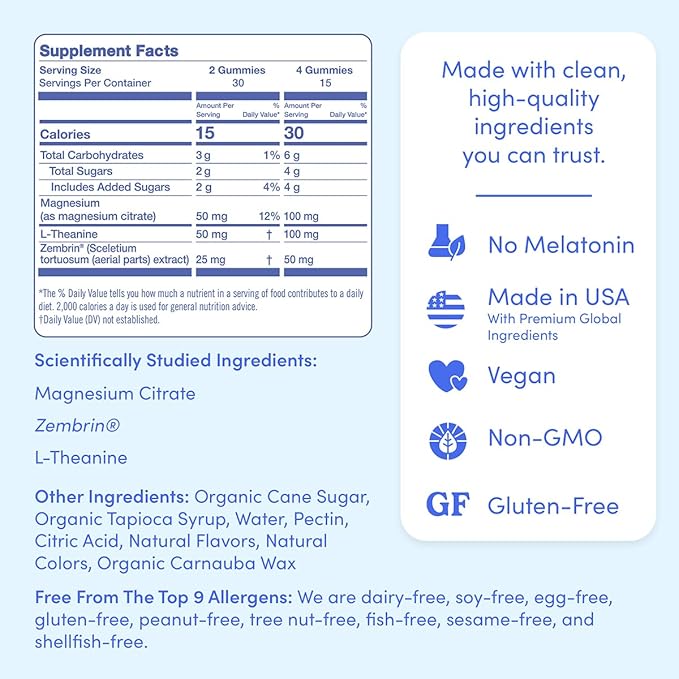 FIRST DAY Women’s Nighttime Reset Calming Magnesium Gummies – Sleep Aid Supports Peaceful Rest, Balanced Mood & Energy – Supplement with Magnesium Citrate, L-Theanine & No Melatonin – 60-Day Supply