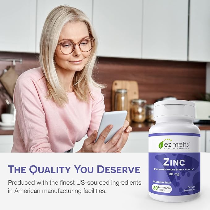 EZ Melts Dissolvable Zinc Supplement 30 mg, Sugar-Free, 2-Month Supply - 1 Pack