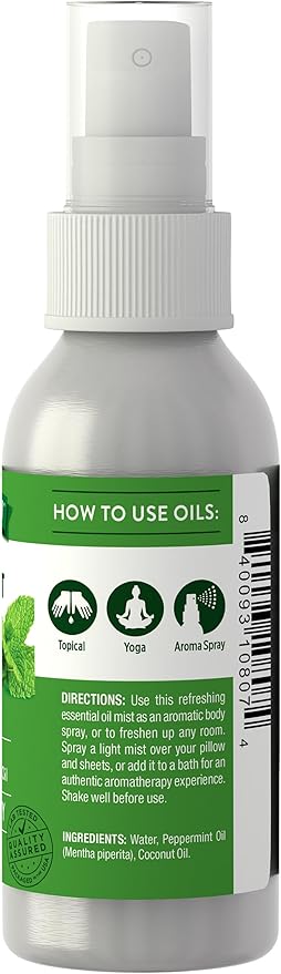 Nature's Truth Peppermint Essential Oil Spray | 2.4 Fluid Ounces | for Aromatherapy | Plant Based, Non-GMO & Gluten Free