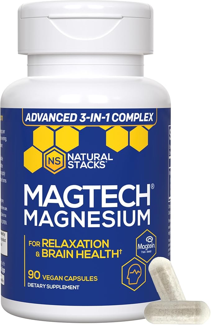 NATURAL STACKS Apigenin for Sleep + Magtech Magnesium Supplement Bundle - Supports Sleep & Brain Health* - 210 Total Capsules