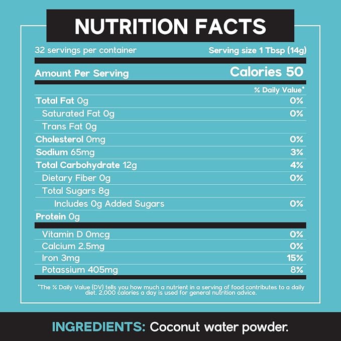 Dolce Superfoods Coconut Water Powder, Natural Electrolyte Powder for Daily Hydration & Wellness, Powdered Coconut Water with Potassium, Sodium, & Magnesium, 1lb