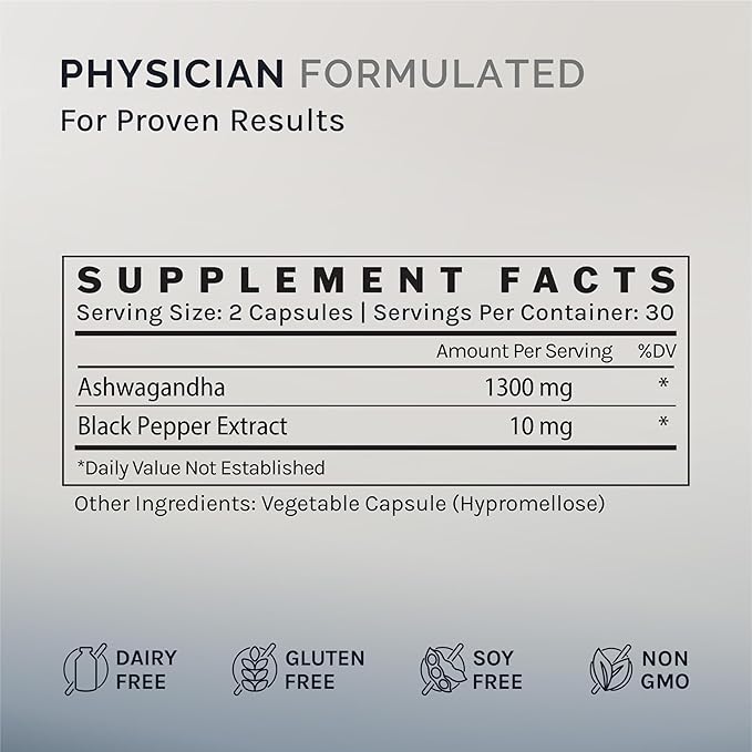 InfiniWell Ashwagandha Supplements - Herbal Supplements with Shoden Ashwagandha Root - Promote Mental Clarity, Hormonal Balance, Daily Relaxation & Muscle Recovery (60 Capsules)
