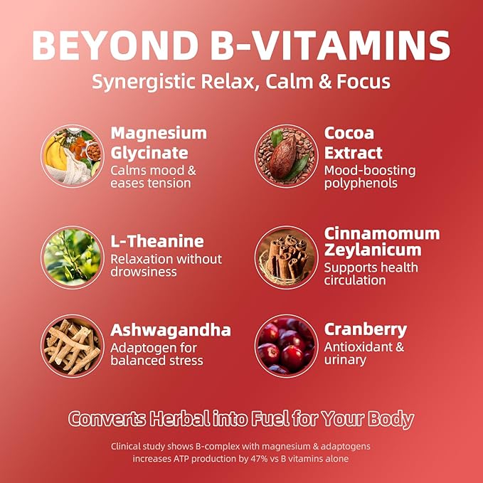 Super B Complex Liquid | B12 Methylcobalamin + Methyl Folate | B Vitamins Complex Liquid Drops with B3,B5,B6,B7, Ashwagandha & L-Theanine for Energy, Focus & Immunity, 4 fl Vegan Raspberry
