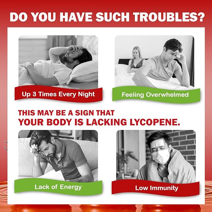 Lycopene Supplements for Men 50mg, Natural Tomato Antioxidant Supplement, 90 Veggie Capsules-Cardiovascular Health, Immune Support & Skin Health, 3 Month Supply