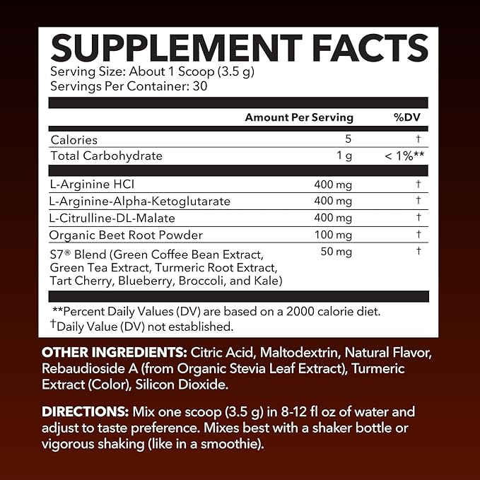 L-Arginine Powder - Nitric Oxide Supplement for Men and Women with L-Citrulline and Beet Root - Pre and Post Workout Support for Endurance and Recovery - Tangerine Flavor, 1 Month Supply (30 Scoops)