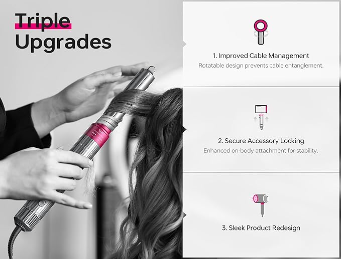 5 in 1 Professional Hot Air Styler, LC-dolida Powerful Hair Dryer & Straightener Set, Styling Without Heat Damage, Fast Drying Curling Volumizing Straightening, 110 Volts, 1200 Watts๏ผSilver๏ผ