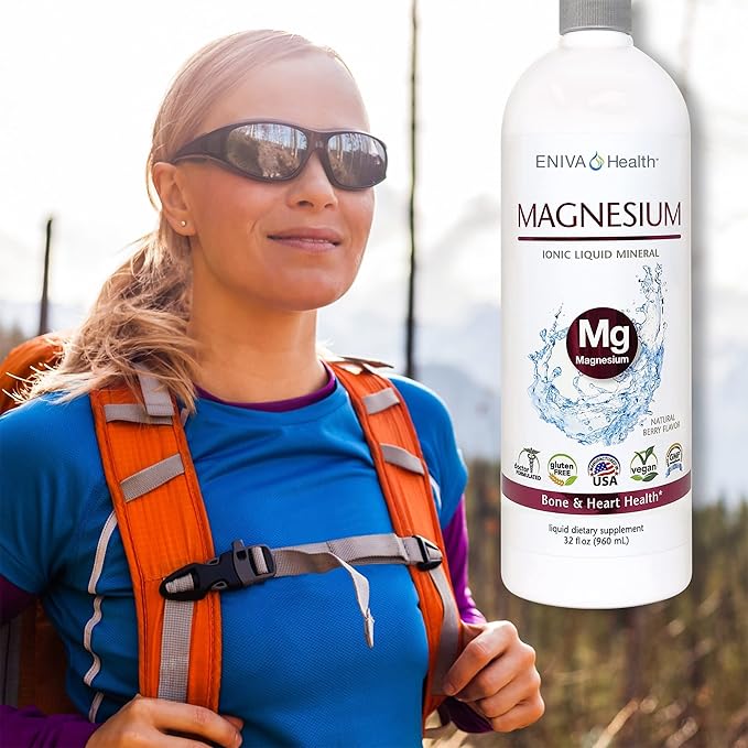 Liquid Ionic Magnesium Supplement (32oz) Digestive Health, Muscle Energy and Bones. Doctor Formulated. Zero Calories. Zero Sugar. by Eniva Health.