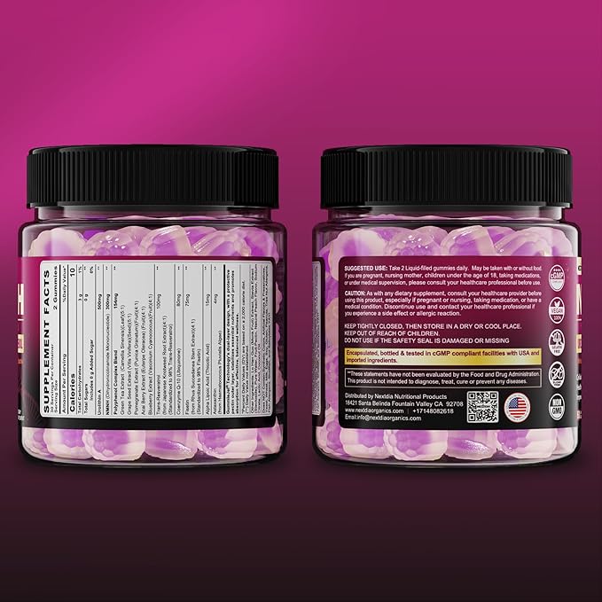 NAD+ Supplement for Women & Men, NMNH Gummies with Urolithin A, Polyphenol Complex, Resveratrol, Ultra Strength Optimized Aging, Cell Regeneration, Longevity, DNA Repair, Focus, Sugar Free, 120ts