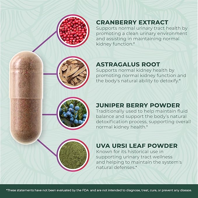 PurePremium Kidney Support Supplement – Kidney Cleanse Detox & Repair with Cranberry Extract & Astragalus - 21-in-1 Complex Supports Normal Bladder, Urinary Tract & Kidneys Health - 120 Day Supply