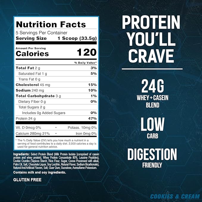 PEScience Select Protein Powder, Whey and Casein Blend, Clean Protein Powder for Women and Men, Low Calorie, Low Carb, Keto Friendly, Gluten Free - Cookies and Cream - 5 Servings