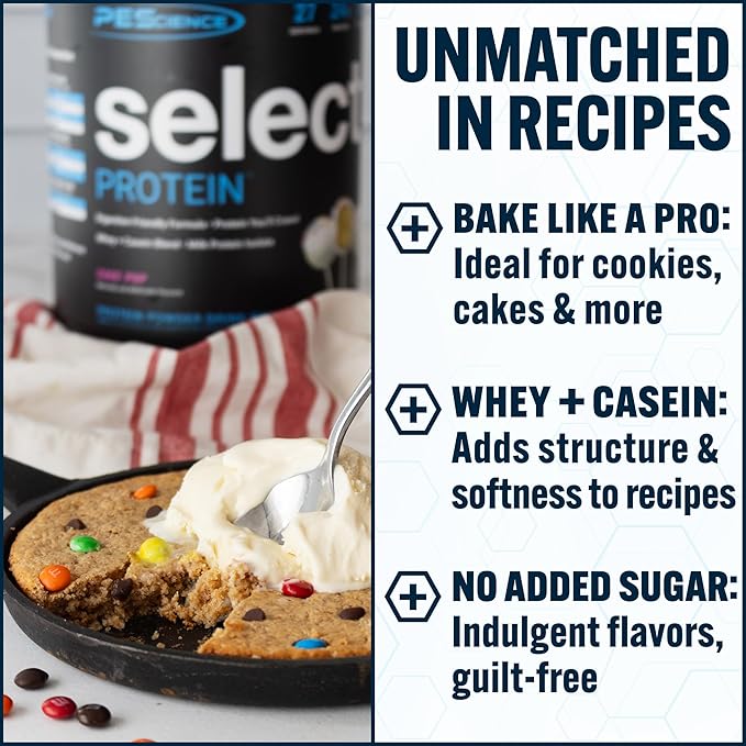 PEScience Select Protein Powder, Whey and Casein Blend, Clean Protein Powder for Women and Men, Low Calorie, Low Carb, Keto Friendly, Gluten Free - Frosted Sugar Cookie - 27 Servings