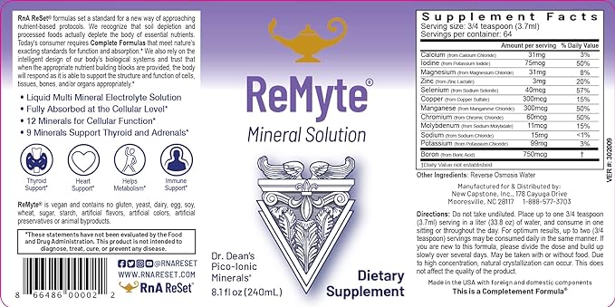 RnA ReSet ReMyte – Electrolyte Mineral Solution with Magnesium, Iodine, Selenium & Zinc, 8.1 Fl Oz (2-Pack)