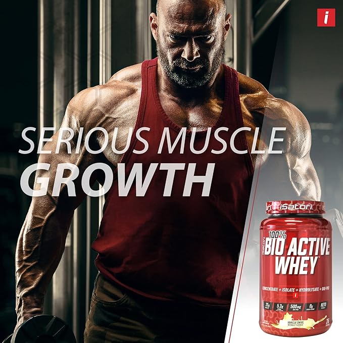 iSatori 100% Bio-Active Whey Protein Powder, Muscle Growth & Recovery with Whey Isolate, Hydrolysate, Concentrate, BCAAs & Colostrum Peptides, 25g of Protein Per Serving - Vanilla Swirl (26 Servings)