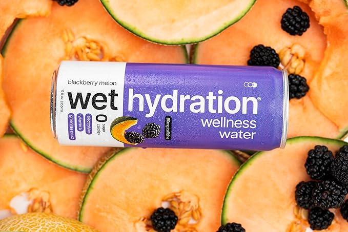 Zero Calorie, Functional Wellness Water - Blackberry Melon (12 Ounce Cans, Pack of 12) - Flavored Water, Hydration Drink, No Sugar, No Artificial Ingredients, Zero Calories (Packaging May Vary)