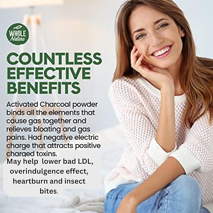 Pure Coconut Activated Charcoal Capsules - 180 Charcoal Pills, Helps with Teeth Whitening, Bloating and Body Cleansing. Non-GMO - Gluten Free, Vegan