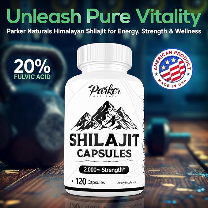 Pure Himalayan Shilajit Capsules, 2000 mg Strength Shilajit Resin and Fulvic Acid Supplement, Vegan and Gluten-Free Capsules, 120 Count