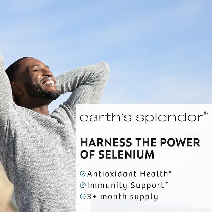 Earth's Splendor Selenium 200 mcg Supplement for Men & Women, Support Antioxidant Health and Immune System (100 Tablets, 3+ Month Supply)