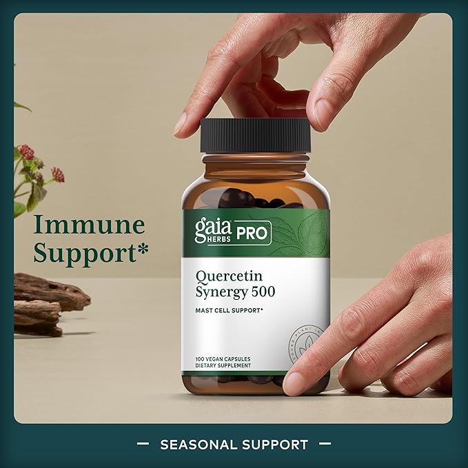GAIA HERBS PRO Quercetin Synergy 500 - Immune System Support Supplement* - Cell Health Supplement* with Quercetin, Bromelain & Turmeric - 100 Capsules (100 Servings)