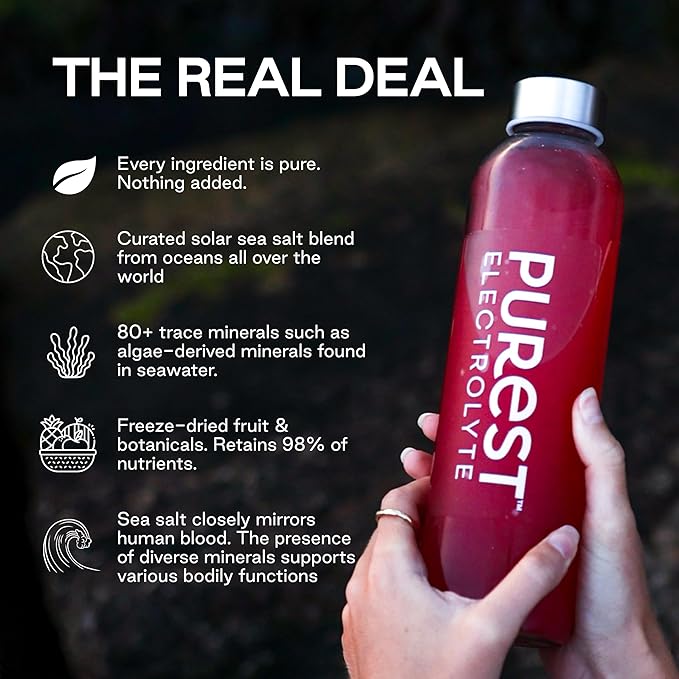 Purest Electrolyte Passion Cherry Powder Packets – Whole Food Hydration - Organic Freeze-Dried Fruits and Solar Sea Salts for Ultimate Electrolyte Balance