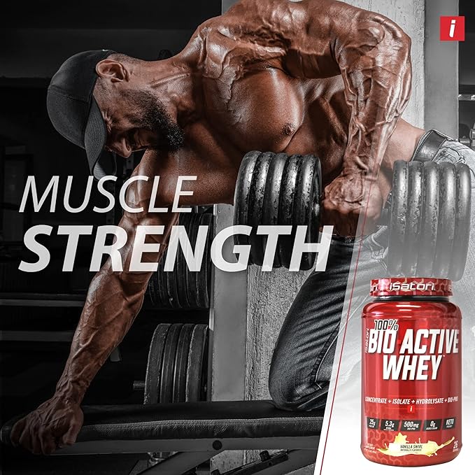 iSatori 100% Bio-Active Whey Protein Powder, Muscle Growth & Recovery with Whey Isolate, Hydrolysate, Concentrate, BCAAs & Colostrum Peptides, 25g of Protein Per Serving - Vanilla Swirl (26 Servings)