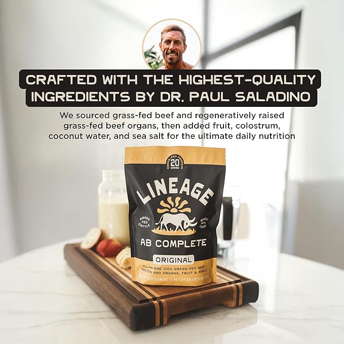 Grass Fed Beef Protein Powder - Original Flavor - Nose to Tail Animal Protein Powder Including 100% Grass Fed and Finished Beef Organs, Colostrum, and Fruit - 1.8 lbs (30 Servings)