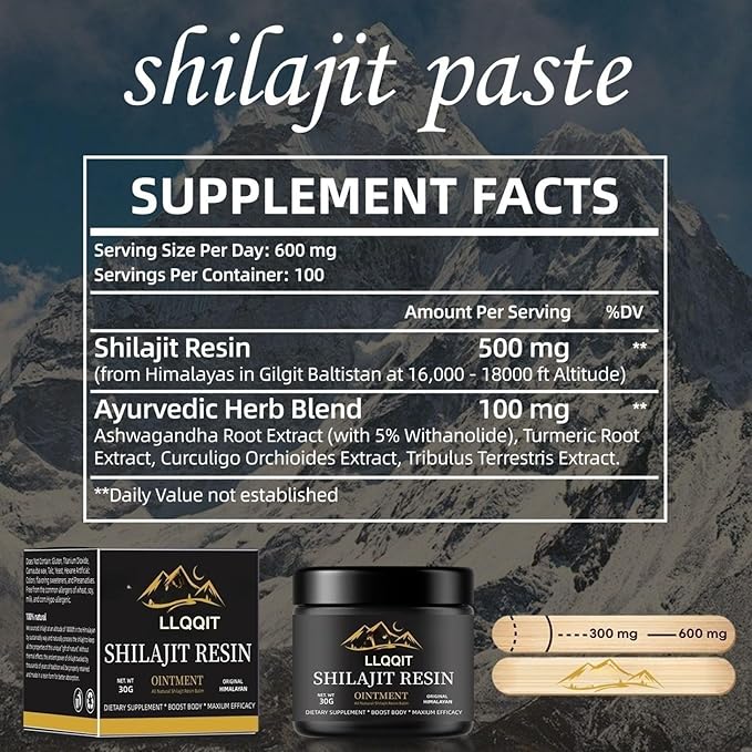 Pure Himalayan Shilajit Resin for Men & Women | Organic Shilajit Honey Resin with Fulvic Acid & 85+ Trace Minerals Complex for Energy Boost & Immune Support,Stamina and Muscle Building,600mg