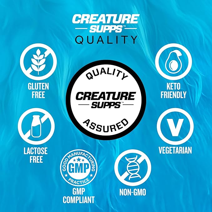 CREATURE® Creatine Complex - Creatine Monohydrate Powder with 5 Types of Creatine Including Con-Crēt® Creatine HCL, Promotes Muscle, Strength, Endurance, Brain Health, Unflavored, 300g 60 Servings