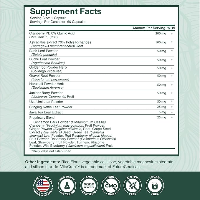 PurePremium Kidney Support Supplement – Kidney Cleanse Detox & Repair with Cranberry Extract & Astragalus - 21-in-1 Complex Supports Normal Bladder, Urinary Tract & Kidneys Health - 60 Day Supply