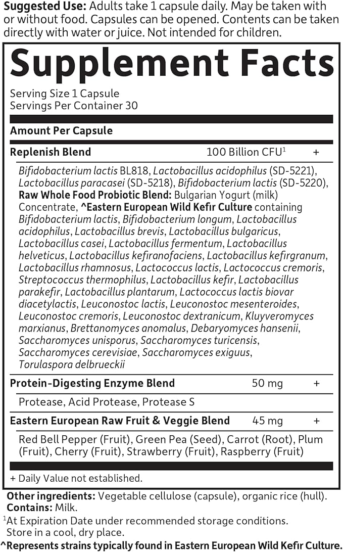 Garden of Life Raw Probiotics for Women and Men with Digestive Enzymes, 100 Billion CFU, Clinically Studied Strains, Shelf Stable, 30 Capsules